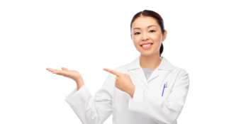 nurse pointing to the left